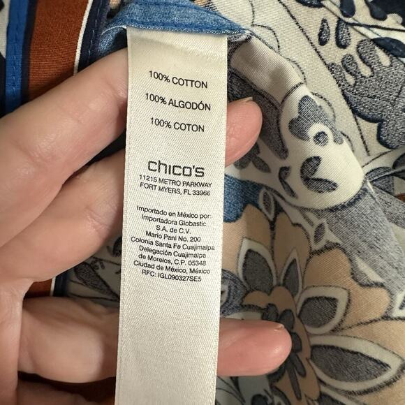 Chicos Sz 3 No-Iron Top Women Plus Sz 16 XL Work Wear Casual Comfortable Paisley - Picture 12 of 16